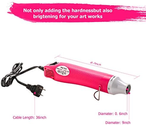 Heat Gun for Crafting - Mini Heat Tool for Epoxy Resin, Silicone Molds, Acrylic Pouring, Embossing, and Bubble Removal, Compact Craft Dryer for Small Art Projects (Pink)