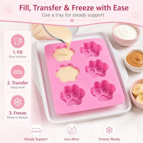 Set of Two Dog Paw Print Silicone Mold for Homemade Dog Treats for Baking Chocolate Candy, Oven Microwave Freezer Safe (Paw Print)