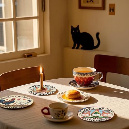 8 Pcs Chicken Diamond Art Coasters Kits, Diamond Painting Coasters Kits ﻿ ﻿