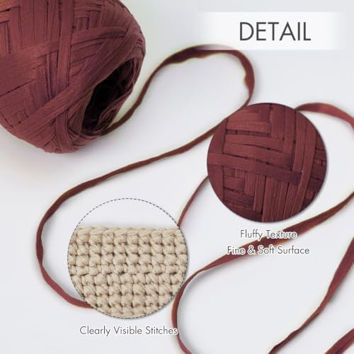 NICEEC 6 Skeins Soft Tape Yarn-Wine Red