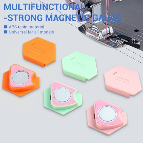 3Pcs Magnetic Seam Guide for Sewing Machine, Multifunctional Polygonal Hemmer Guide with Scale, Universal Sewing Accessories and Supplies (Polygonal Seam Guide)