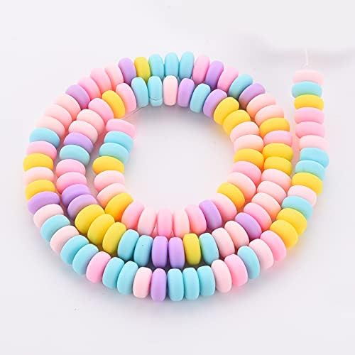 Beadthoven 10 Strands 6mm Vinyl Clay Heishi Beads Candy Pastel Rondelle Flat Round Disc Polymer Clay Beads Loose Handmade Spacers for DIY Necklace Surfer Bracelet Jewelry Making Supplies 3mm Thick