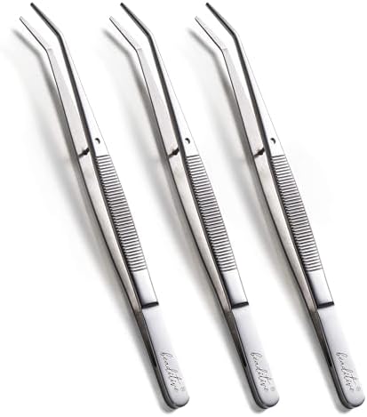 Beaditive 6-inch Sewing Machine Tweezers Set (10-PC) Serrated Bent Tips | Professional Grade, High Precision | Stainless Steel