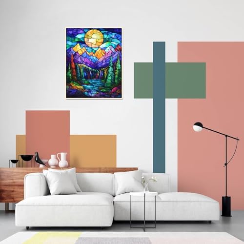 obterie Mountains Paint by Numbers Kit for Adults Beginner Sun Oil Painting Kit Adult Paint by Number Kits on Canvas DIY Painting for Beginners Art by Numbers for Gifts Home Wall Decor 16x20 Inch