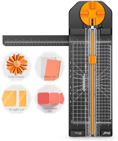 Ecraft 4-in-1 Paper Cutter - 12" Paper Trimmer Multi-Function Scrapbooking Tool with Straight, Wave, Perforated & Creasing Blades for Craft Paper,Cardstock, Coupon, Label, Photo,Postcard (Black)