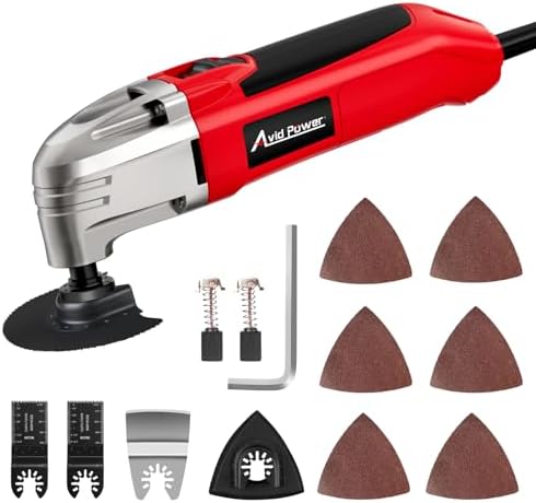 AVID POWER Oscillating Tool 3°Oscillation Angle 22,000 OPM Oscillating Saw | Universal Interface, 12 Oscillating Multi Tool Accessories, for Light Duty Cutting, Grinding, Sanding, Scraping - Red
