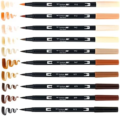 Tombow 56170 Dual Brush Pen Art Markers, Portrait, 10-Pack. Blendable, Brush and Fine Tip Markers