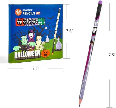 ECOTREE Halloween Party Favors Pencils #2, Pre-Sharpened HB 48 Count Bulk