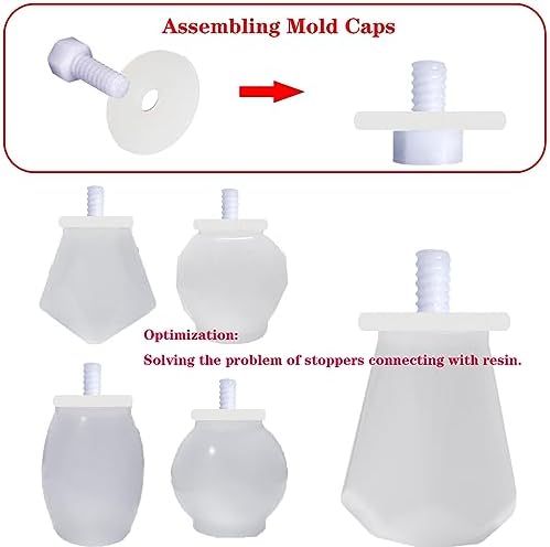 10 Pcs Wine Stoppers with Screw Fitting Accessories Set for Resin Mold, Bottle Stopper Set for Wedding Wine Party, Stoppers for Epoxy Resin Slicone Molds (Metal Silver, Screw-In Stoppers)