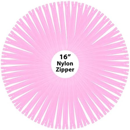 Mandala Crafts 80 PCs Pink Closed-End 16 Inches Nylon Zippers for Sewing