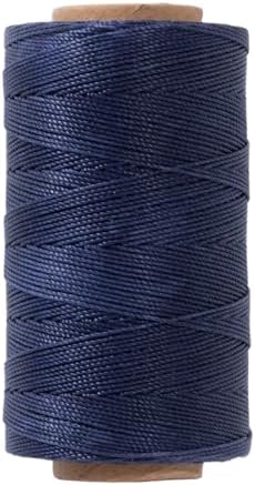 Heavy Duty Round Waxed Thread 0.8mm, 218 Yards, Dark Blue, Bonded Thick Polyester Wax Coated Cord for Leather Sewing, Upholstery, Whipping Twine, Basket Weaving and Macrame Making