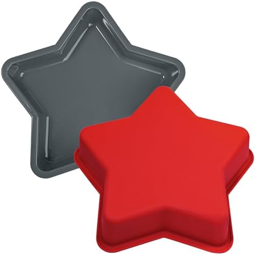 Webake 2Pcs Silicone Star Cake Pan 10 Inch Large Nonstick Star Shaped Cake Mold for Baking, Birthday, BPA Free