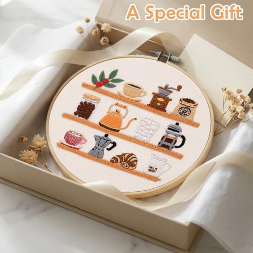 Nuberlic Coffee Bar Embroidery Kit for Beginners