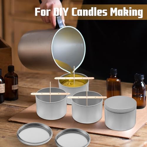 24-Pack 8oz Candle Tins with Lids, Metal Candle Jars for Candle Making, Empty Containers Vessels Bulk for Small Business & Beginners DIY Storage -Silver