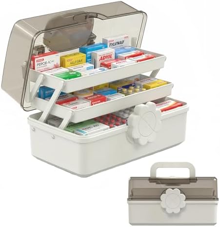Pulseplay 3-Layer Plastic Art Craft Organizer Storage Box with Handle White