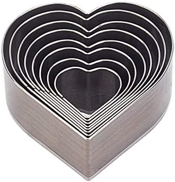 PH PandaHall 8 pcs High Carbon Steel One Hole Hollow Punch Cutter Set, 8 Sizes Heart Leather Die Cutter Tool Cutting Punching Die for Handmade DIY Leather Craft