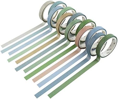 YUBBAEX 12 Rolls Washi Tape Set Natural Color Decorative Tapes for Arts, DIY Crafts, Journals, Planners, Scrapbook, Wrapping Wide -Salty Morandi- (Salty, 8mm x 12Rolls)