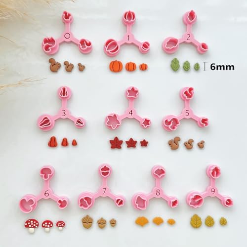 Keoker Mini Polymer Clay Cutters Fall, 10 Shapes Fall Clay Cutters for Polymer Clay Jewelry 3 Sizes(Micro. Mini, Small), Decoration to Make Autumn Earrings