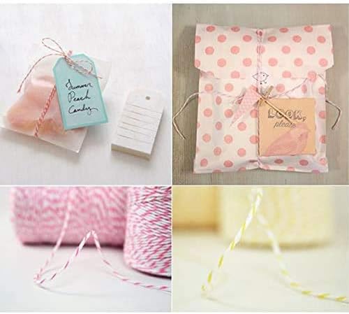 jijAcraft Pink and White Twine String, 328 Feet Christmas Bakers Twine String, 2MM Heavy Duty Packing String for DIY Crafts, Christmas Decoration, Gift Wrapping, Craft Wrapping