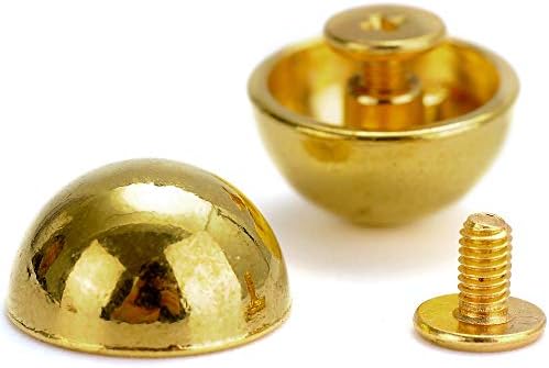 YORANYO 20 Sets 15X8MM Dome Spikes and Studs 19/32" Handbag Feet Gold Color Round Spikes Screw Back Studs and Spikes for Clothing Shoes Leather Craft Belts Bags Accessories with Installation Tool