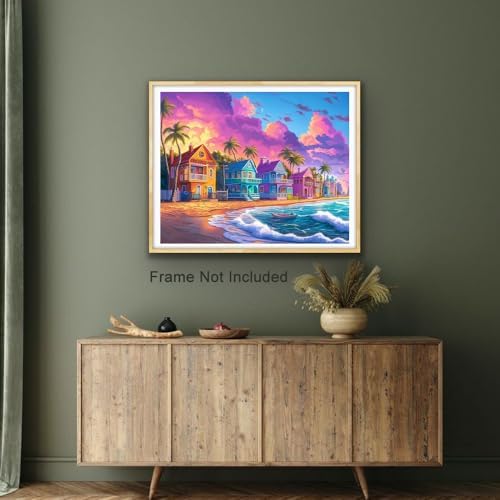 Natuyalo Paint by Numbers Kit for Adults - Beach Cottage Adult Paint by Number Kits on Canvas Without Frame, DIY Acrylic Painting by Numbers Kit for Gift Home Wall Decor 16x20 Inch
