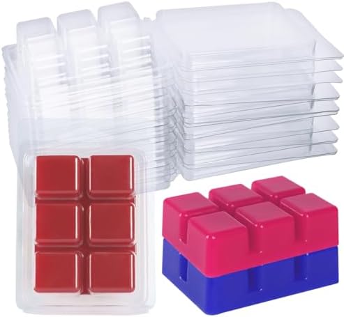 150 Packs Wax Melt Clamshells Molds, Clear Empty Plastic Cube Tray for Wickless Tarts Candles (Clear).