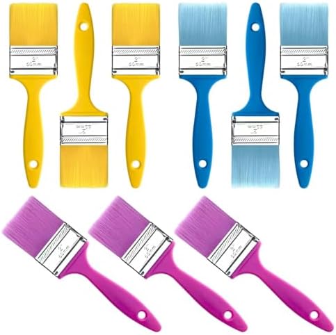 Great Andrew 9-Pack Flat Paint Brushes 2 Inch Painting Acrylic