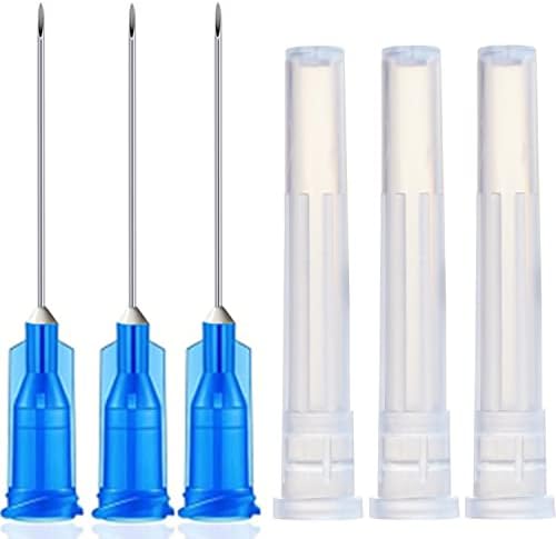 100 Pack 23Ga 1Inch Sterile Disposable Injection Needle with Cap for Scientific and Industrial Dispensing Needle Accessories