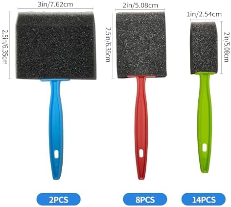 24Pcs Foam Paint Brushes, Sponge Brushes for Painting, (1", 2" and 3")