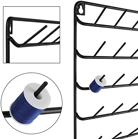 YBING Thread Holder Wall 54 Spools Thread Rack Black Metal