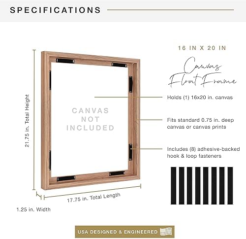 MCS Canvas Float Frame, 16x20, Walnut Woodgrain