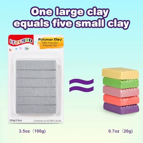 ifergoo 100g Silvery Polymer Clay, 3.5oz Oven Bake Modeling Clay for Kids