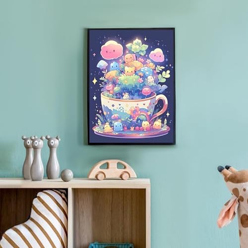 ajepon Cute Diamond Painting Kits for Adults - Diamond Art Kits for Cartoon, Cup Gem Art Kits for Adults for Gift Home Wall Decor (12x16inch)