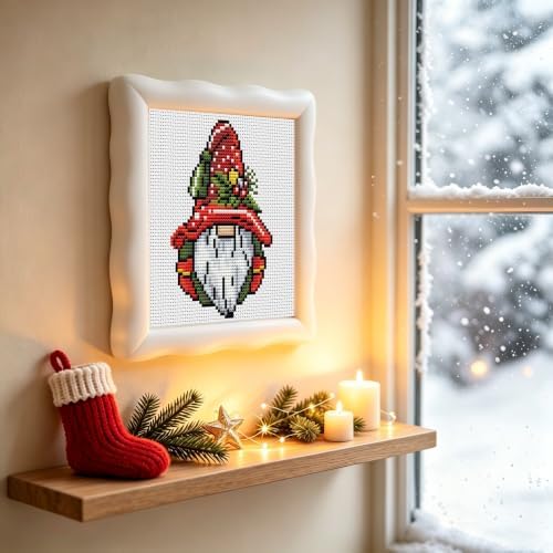 Christmas Gnome Stamped Cross Stitch Kits for Beginners Embroidery Kit