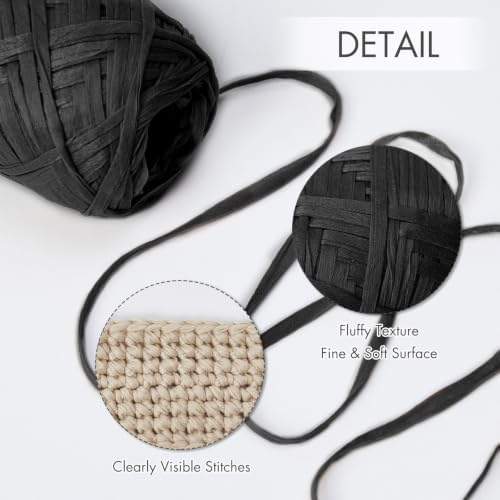 NICEEC 6 Skeins Soft Tape Yarn-Black