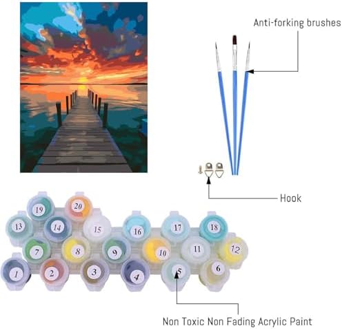 AIBOERL Paint by Numbers Kit for Adults Beginner,Sunset Scenery, 12X16In