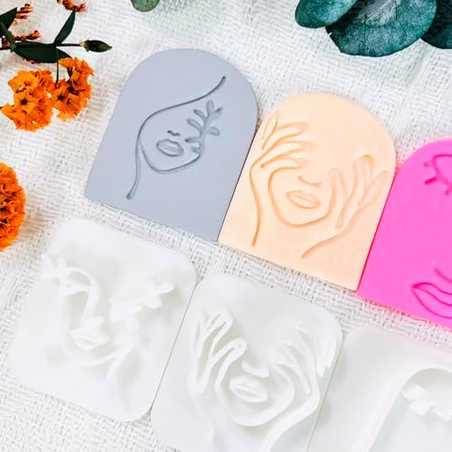 Polymer Clay Cutters Line Face Set – 6PCS Abstract Portrait Clay Cutters for Polymer Clay Jewelry, Clay Earring Cutters with Arch Shape and Face Texture Molds, Clay Tools for Artistic Earrings