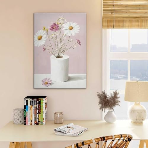 Flower Diamond Art Kits for Adults, Pink Daisy Floral Botanical Diamond Painting Kits for Adults Beginners, DIY 5D Diamond Painting with Round Gem Art Kits for Gift Home Wall Decor 11.8x15.7inch