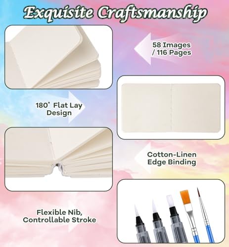 24 Colors Mini Watercolor Paint Set Portable Artist Travel Kit with Walnut Wood Palette 15 Grid Paint Wells Storage Pouch Metal Clip Sketchbook 5 Watercolor Brushes Pocket Palette Set