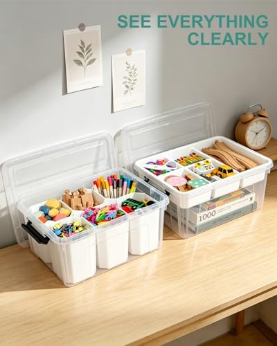 AREYZIN 17QT Clear Storage Bins with Lids & Dividers for Crafts