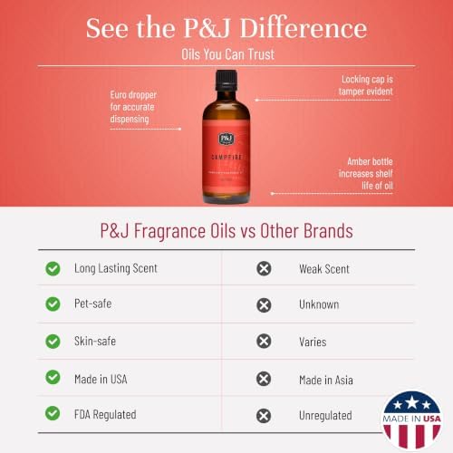 P&J Trading Fragrance Oil | Campfire Oil 100ml - Candle Scents for Candle Making, Freshie Scents, Soap Making Supplies, Diffuser Oil Scents