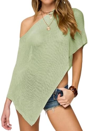 Women Knit Poncho Top Sheer Crochet Shawl Cover Up