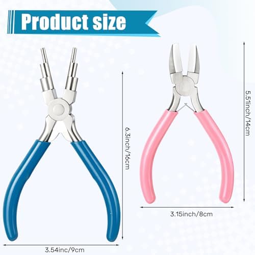 Mudder 2 Pcs Jewelry Making Tool 6 in 1 Bail Making Plier,Blue and Pink