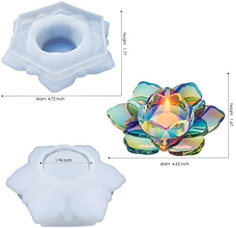 Palksky Lotus Tealight Candles Holders Resin Mold, Flower Candlestick Epoxy Casting Silicone Molds for DIY Jewelry Box, Trinket Container, Candy Box Home Table Decoration