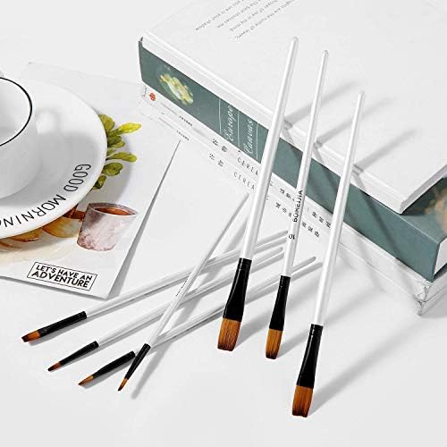 GETHPEN Flat Paint Brush Set for Acrylic Watercolor & Oil Painting,12pcs