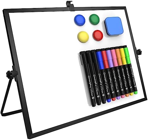 White Board with Stand, Small Dry Erase Board, 16"x12" Magnetic Whiteboard