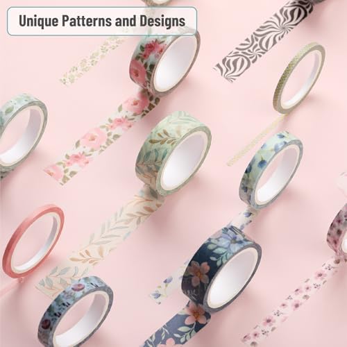 Mr. Pen- Washi Tape Set, 21 Rolls, Assorted Sizes, Floral Vintage | 5 Yards/Roll, Washi Tape for Scrapbook, Arts, Crafts, Journals and Planners