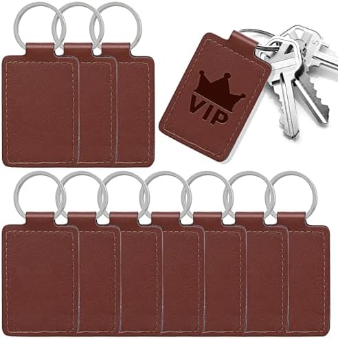 10 Pcs Leather Key Fob, PU Leather Keychains Laser Engraving Blanks