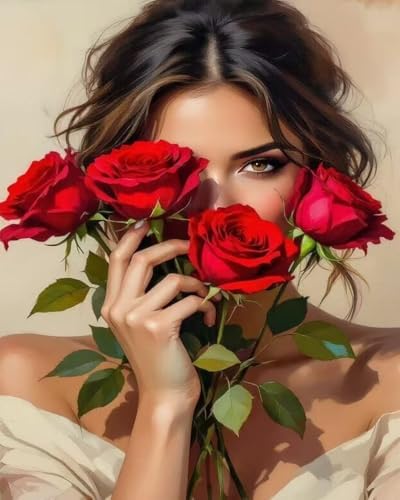 ZRIZQ Paint by Numbers Kit for Adults Beginner,Flowers Woman,16x20