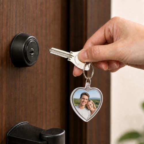 6 Pack Blank Photo Keychain, 2.16 x 1.5 Inch Acrylic Personalized Keychains for DIY Craft Making